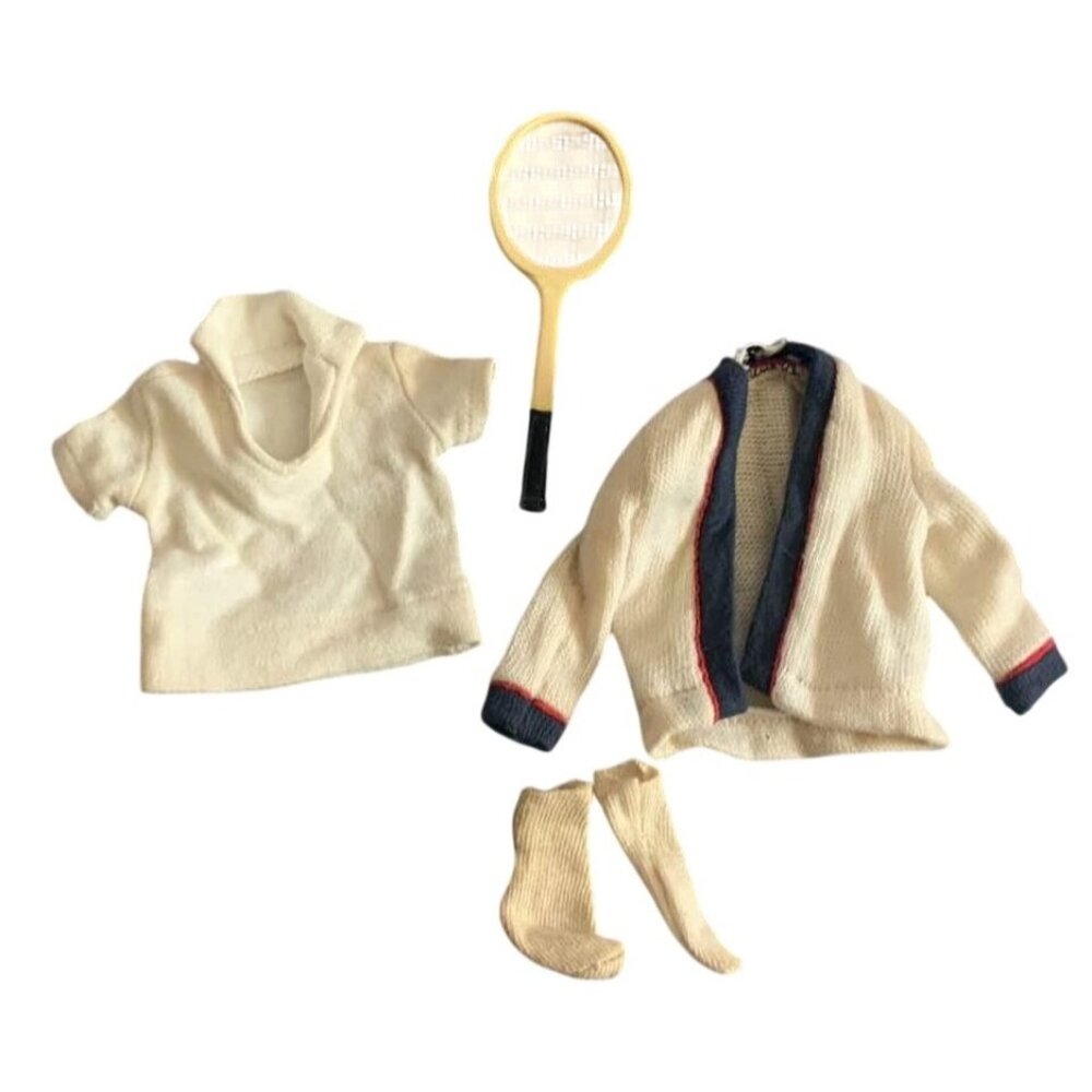 Ken Mattel Barbie Time For Tennis Outfit Vintage Jacket Shirt Socks Racket 1960s